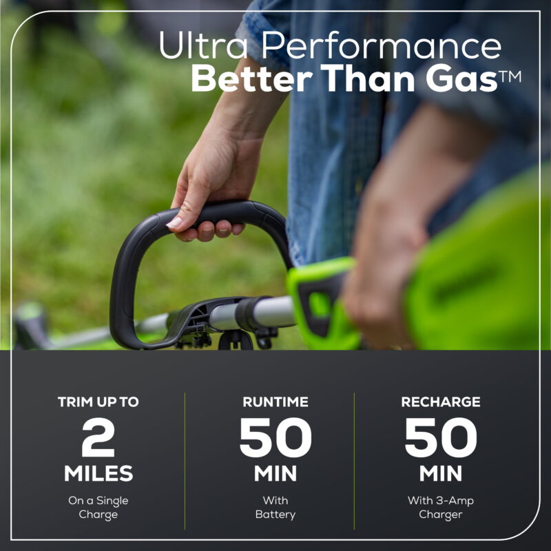 Greenworks 60V 16" String Trimmer & 630 CFM 170 MPH Blower Combo + 2.5Ah Battery, 3A Charger 1359802 - Image 5