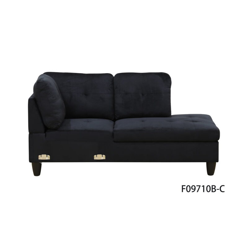 Hommoo Flannel Sectional Sofa Model Set, L-Shaped Living Room Furniture Set, Modern 4-Seat Couches and Sofaes, Black(No Ottomans) - Image 6