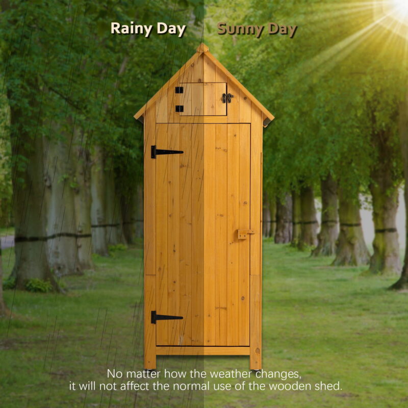 Miniyam 70.55" Outdoor Storage Shed, Garden Tool Storage Cabinet for Home Yard, Natural - Image 5