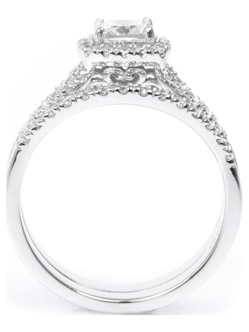 Brilliance Fine Jewelry Cushion Cut Simulated Diamond Engagement Ring Set in Sterling Silver - Image 2