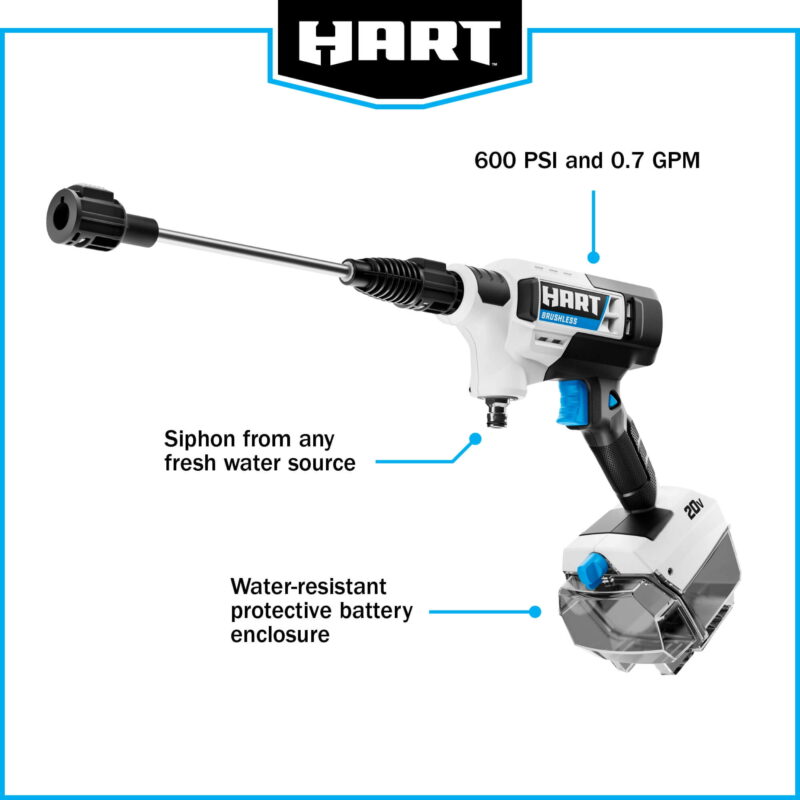 HART 600PSI at 0.7GPM 20V Brushless Power Cleaner - Image 3