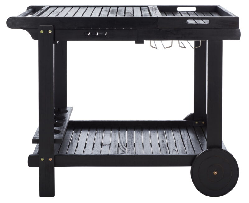 SAFAVIEH Orland Outdoor Patio Adjustable Tea Trolley, Black - Image 2