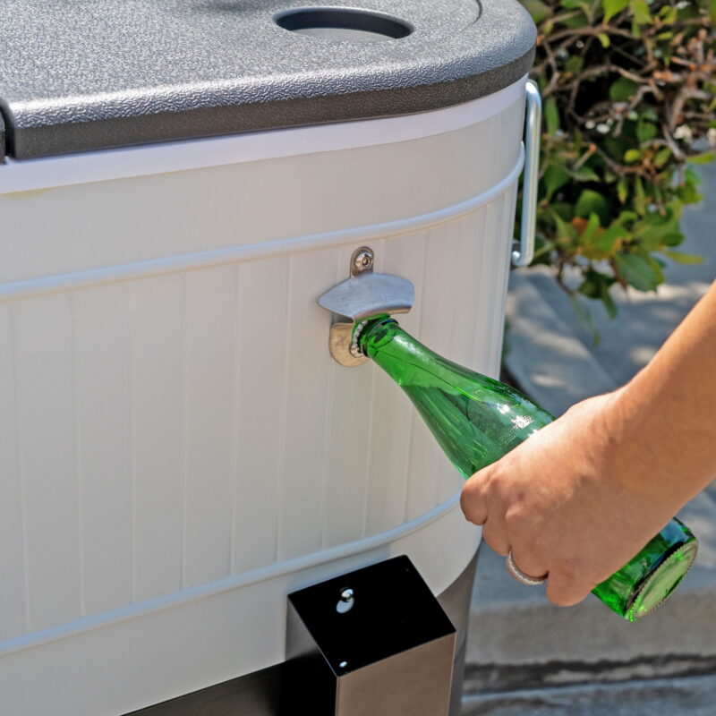 Permasteel 120-QT Outdoor Portable Patio Cooler Ice Chest with 2 Drink Dividers, Swivel Caster Wheels, Heavy-Duty Handles, White - Image 6
