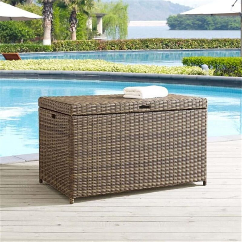 Crosley Furniture Bradenton Wicker / Rattan Patio Deck Box in Weathered Brown - Image 2