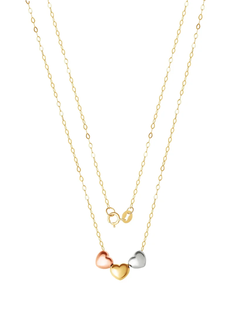 Brilliance Fine Jewelry Women's 10kt Gold Puff Heart Necklace, 17" - Image 2