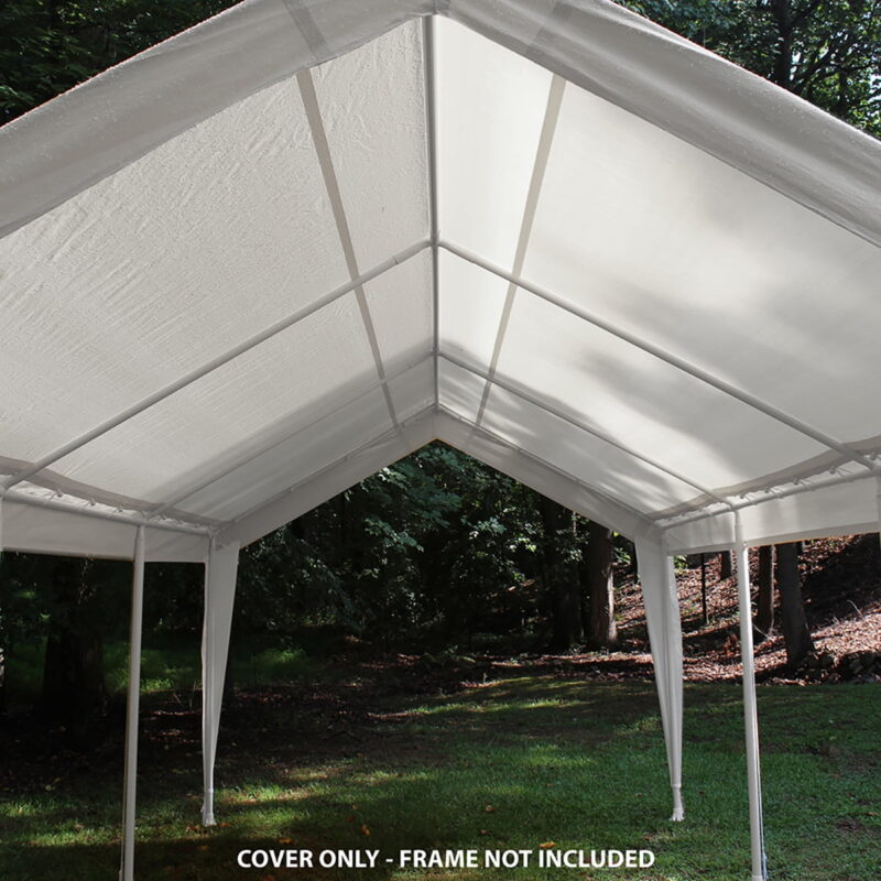 King Canopy 10' x 20' Polyethylene 180gsm Fitted White with White Leg Skirts Carport Canopy Cover - Image 5