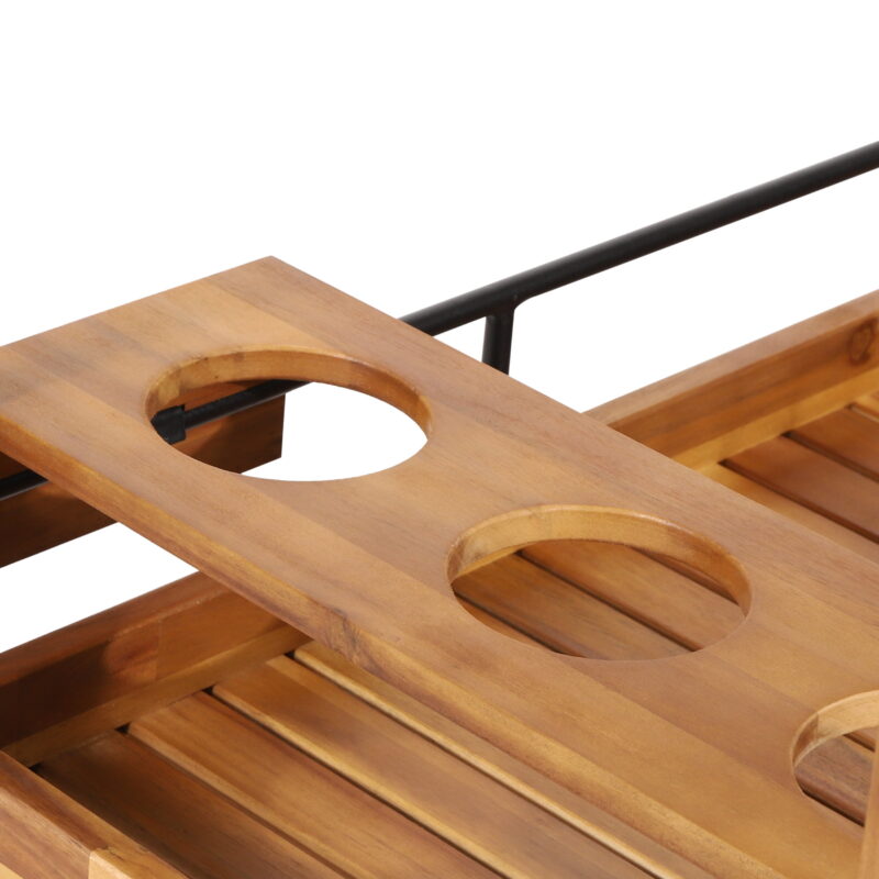 Noble House Teak and Black Acacia, Wood and Iron Outdoor Kitchen Serving & Storage Cart - Image 7