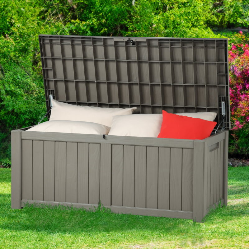 Dextrus 120 Gallon Outdoor Weatherproof Resin Deck Box for Cushions & Pool Accessories - Image 6