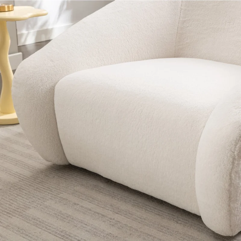 Roundhill Furniture Luzern Modern Boucle Upholstered Accent Chair, 360 Degree Swivel, White - Image 3