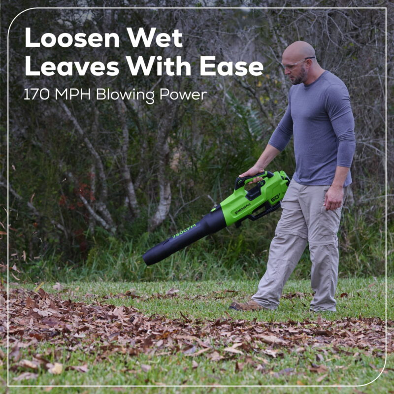 Greenworks 60V 750 CFM 180 MPH Leaf Blower with 4.0 AH HC Battery and 6 Amp Charger 2429802 - Image 4