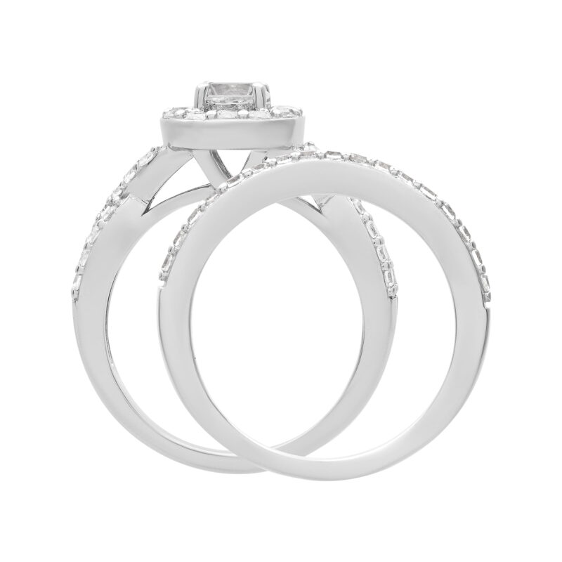 1 1/2 CT TGW Created White Sapphire "Serena Gem" Women's Bridal Set in Sterling Silver by Keepsake - Image 4