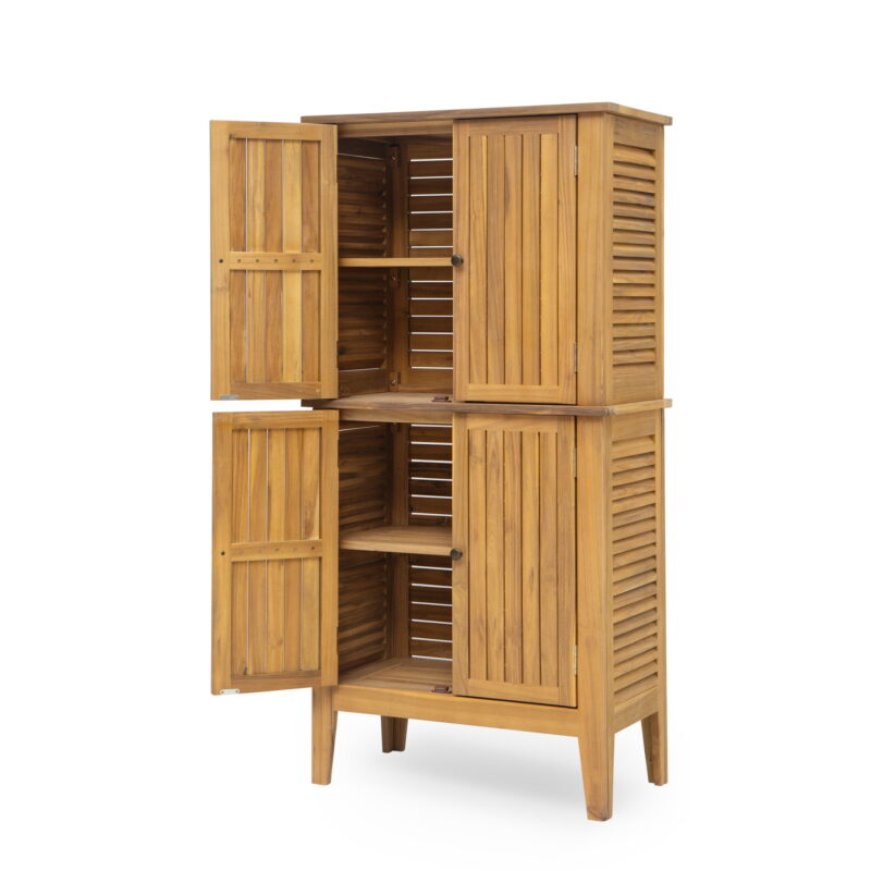 Christopher Knight Home Coastal Outdoor Solid Wood Storage Cabinet, Weather-Resistant, Slatted, Teak - Image 5