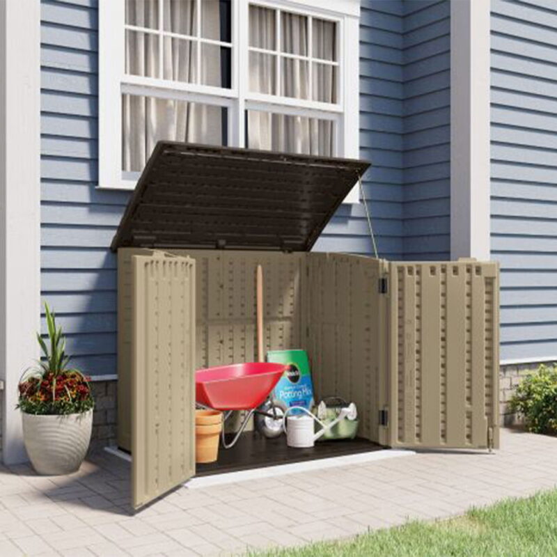 Suncast 34 cu. ft. All-Weather Resin Horizontal Outdoor Storage Shed, Taupe - Image 4