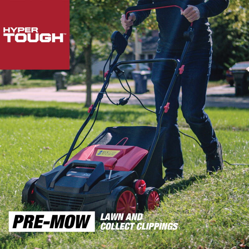 Hyper Tough 15" 13Amp Corded Electric Push Dethatcher/Scarifier Walk-Behind Lawn Mower - Image 2
