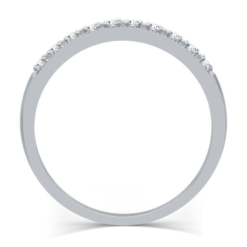 Forever Bride Women's 10K White Gold Pave Stackable Wedding Band, 1/10 CTTW Diamond (I2, H-I) - Image 3