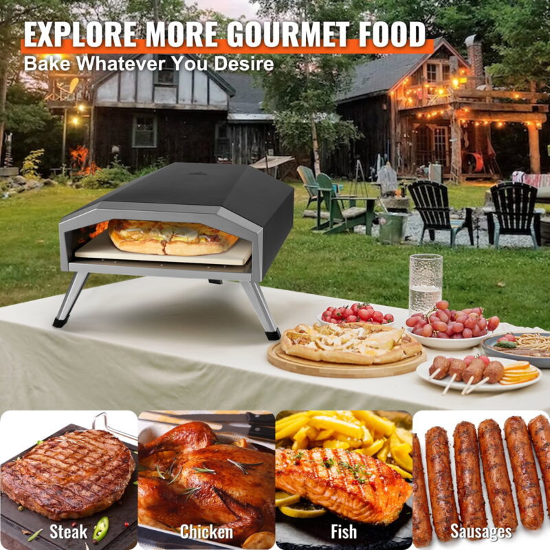 KFFKFF 13" Portable Outdoor Pizza Oven Gas Pizza Oven Stainless Steel Foldable - Image 6