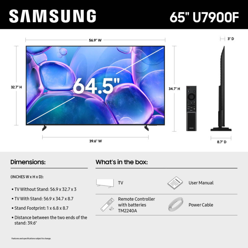 Samsung 65” Class Crystal UHD U7900F 4K Smart TV 2025 - UN65U7900FFXZA - Image 5