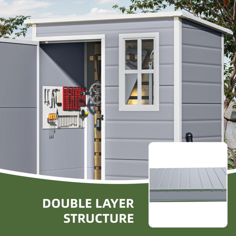 Uforic Resin Outdoor Storage Shed, 5x3 FT with Floor All-Weather Resin Storage Shed with Lockable Door & Window, Waterproof - Image 4