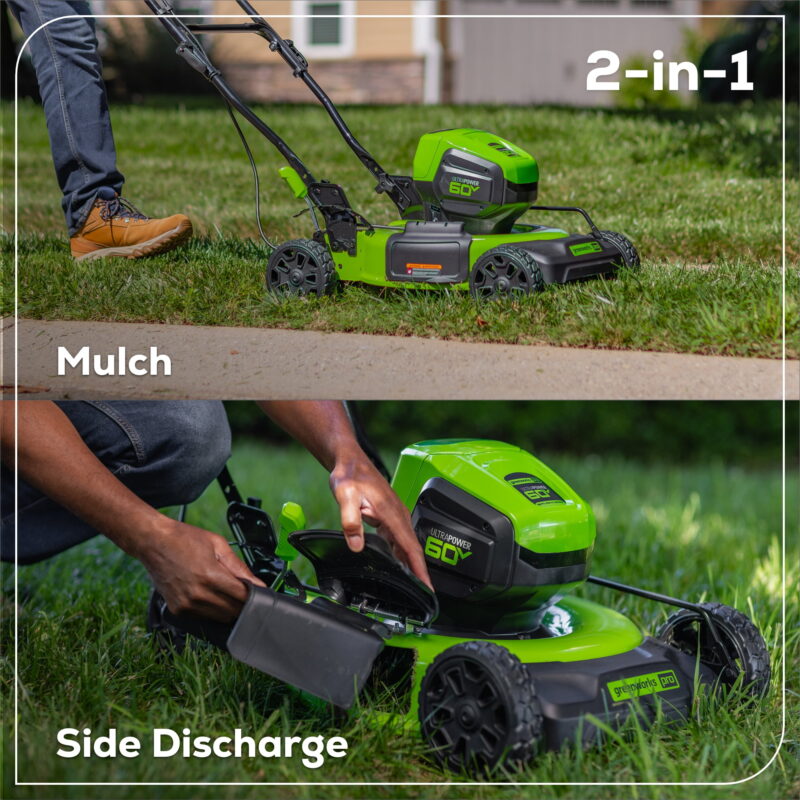Greenworks 60V 19" Cordless Battery Push Lawn Mower with 5.0Ah Battery & Charger 2531802 - Image 6
