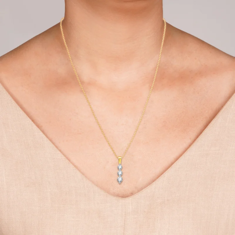 Brilliance Fine Jewelry 1/2 CTTW Lab Grown Diamond Three Stone Women's Pendant Necklace 14K Yellow Gold Plated - Image 5