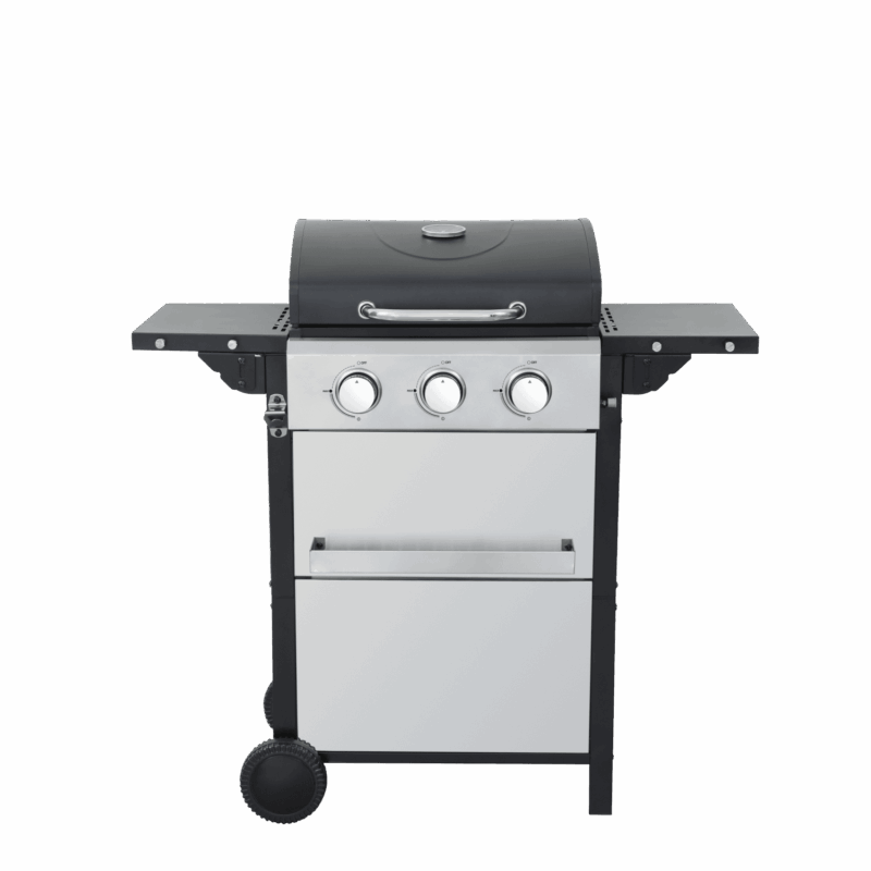 Hommoo 3-Burner Propane Gas BBQ Grill, BBQ Grill with Foldable Side Table and Wire Enamel Cooking Grids, for Outdoor Barbecue - Image 3