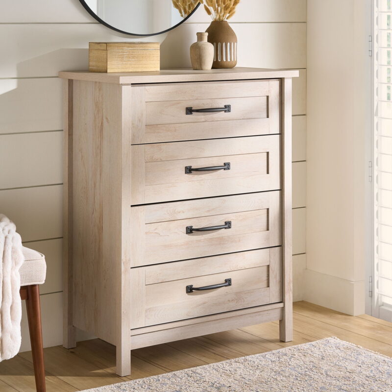 Better Homes & Gardens Modern Farmhouse 4-Drawer Dresser, Rustic White Finish - Image 4