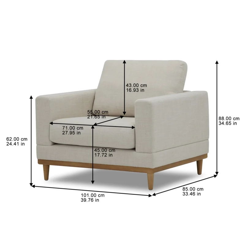 Better Homes & Gardens Springwood Wood Frame Accent Chair, Cream Linen - Image 3