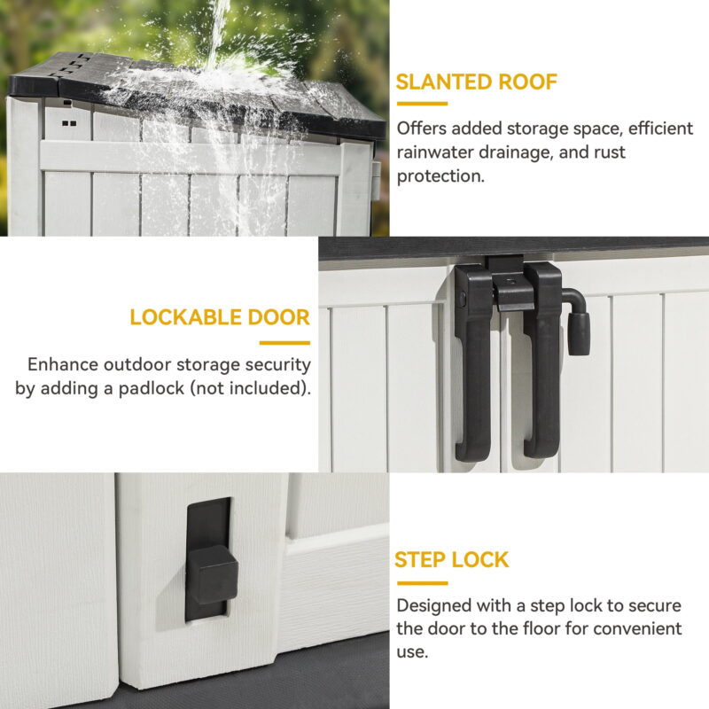 Uforic 36 Cu Ft All-weather Tool Cabinet with Air Vent, Lockable Doors & Lift-Up Roof, Light Gray - Image 5