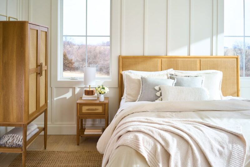 Better Homes & Gardens Springwood Caning Storage Accent Cabinet, Light Honey Finish - Image 2