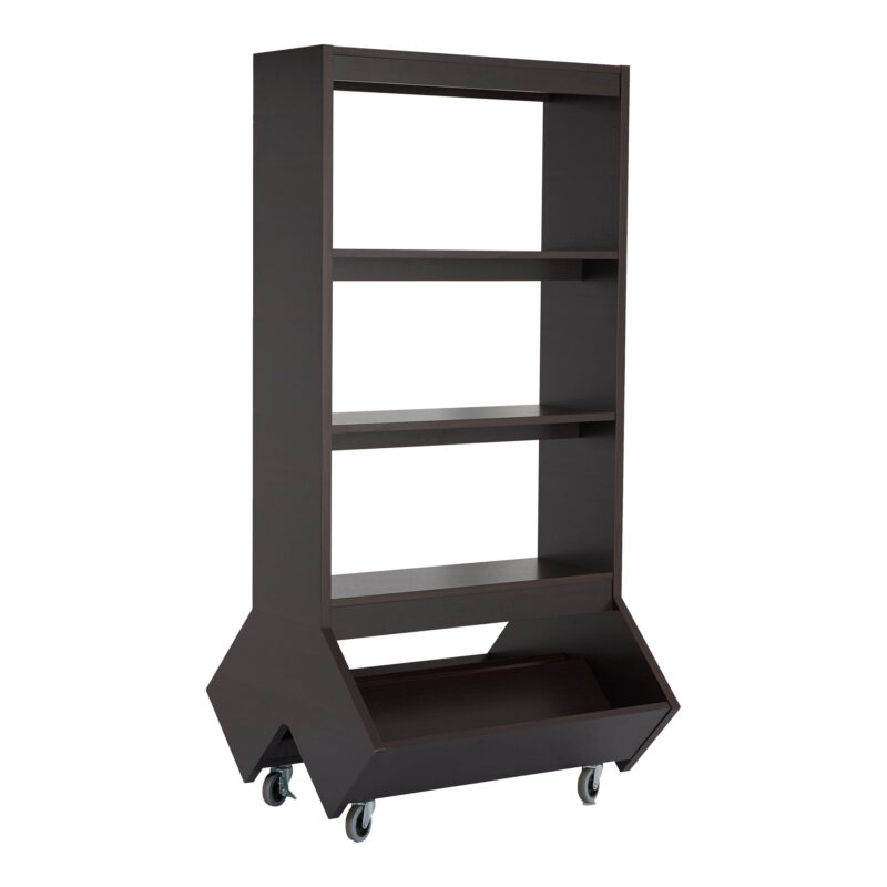 Furniture of America Lopher Bookcase with Casters, Espresso - Image 4
