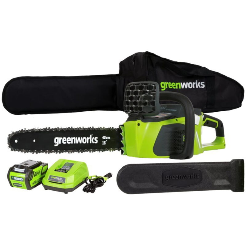 Greenworks 40V 16" Cordless Brushless Chainsaw with 4.0 Ah Battery and Charger 20312 - Image 7