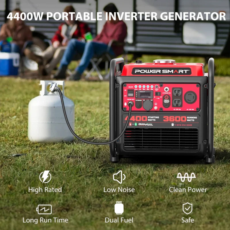 PowerSmart 4400W/3600W Dual Fuel Inverter Generator Pull Cord Start with CO Protect Carbon Monoxide Detection - Image 6