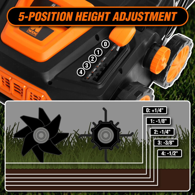 WEN 15-Inch 13-Amp 2-in-1 Electric Dethatcher and Scarifier with Collection Bag - Image 3