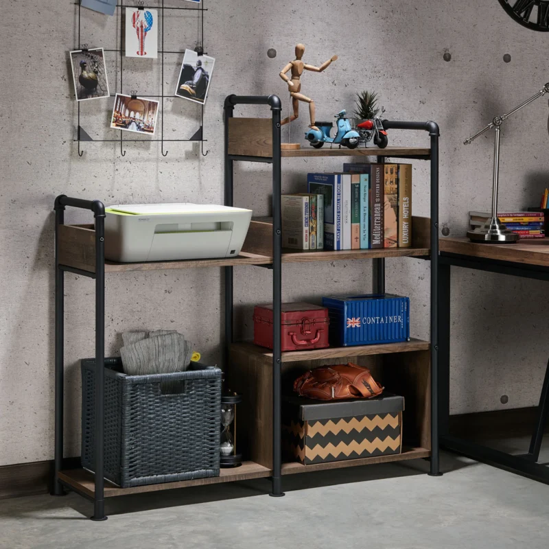 Furniture of America Gaile 6-Shelf Wood Adult Bookcase, Reclaimed Oak - Image 3