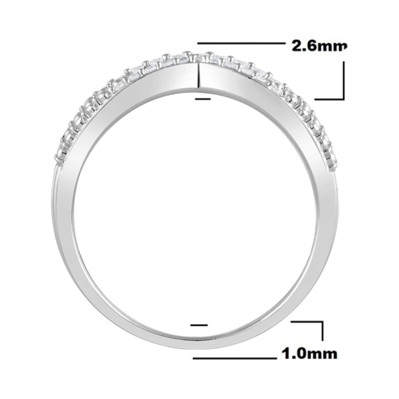 Unique Moments 1/3 Ct Round Cut Lab Grown Diamond Crossover Cocktail Ring in Sterling Silver (H-I, SI-I1) - Image 5
