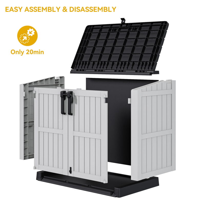 Uforic 36 Cu Ft All-weather Tool Cabinet with Air Vent, Lockable Doors & Lift-Up Roof, Light Gray - Image 6