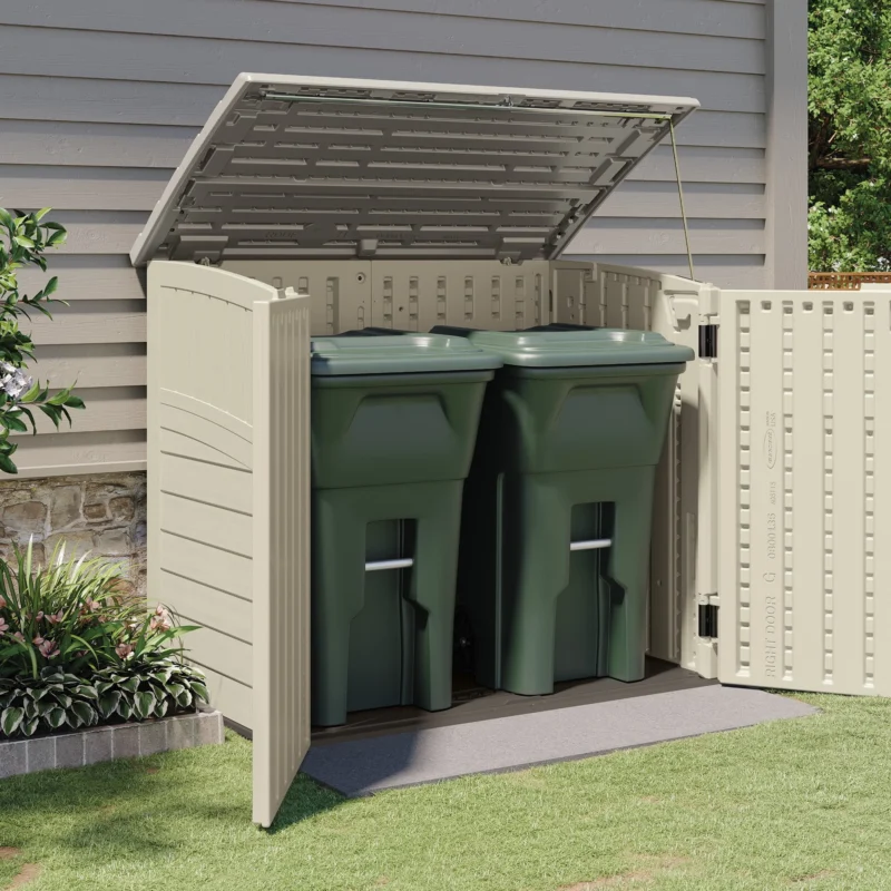 Suncast 34 Cubic ft. Horizontal Outdoor Resin Storage Shed, Vanilla,53 in D x 45.5 in H x 32.25 in W - Image 3
