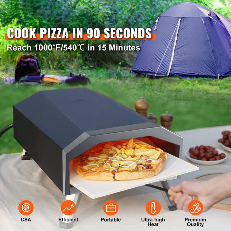 KFFKFF 13" Portable Outdoor Pizza Oven Gas Pizza Oven Stainless Steel Foldable - Image 2