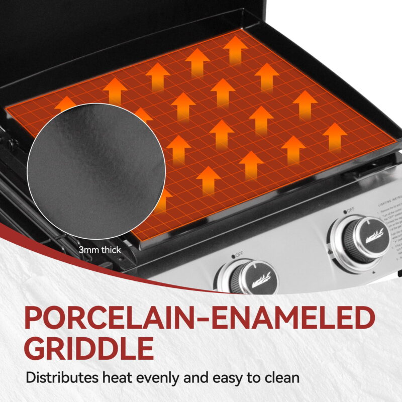 Royal Gourmet 3-Burner Portable Gas Griddle with Side Burner, PD1305H - Image 5