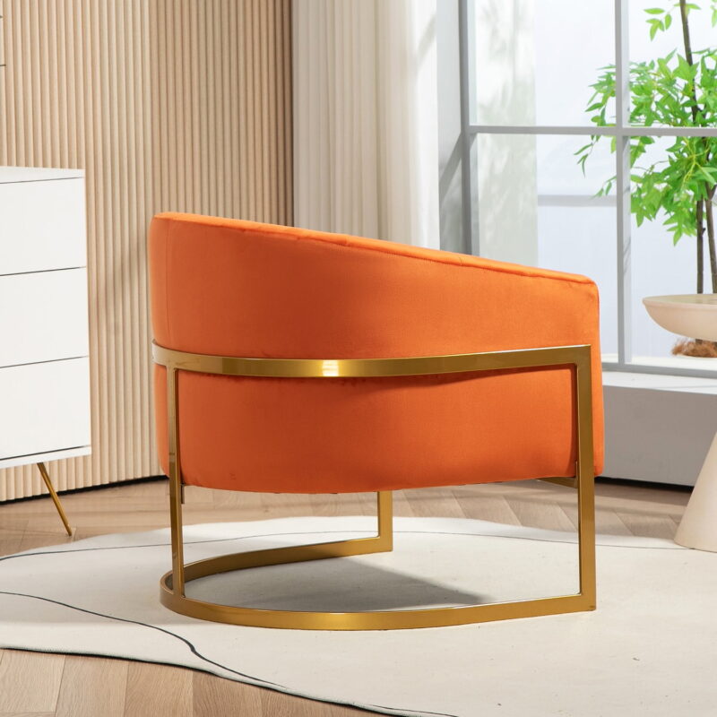 US Pride Furniture Modern Accent Armchair Luxury Gold Frame and Multi-colored Velvet Material Infuse Elegant Flair Red Orange - Image 5