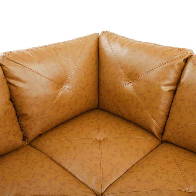 Hommoo Faux Leather Sectional Sofa, 4-Seat L-Shaped Couch, Modern Indoor Living Room Furniture, Apartment, Office, Ginger(Without Ottoman) - Image 6