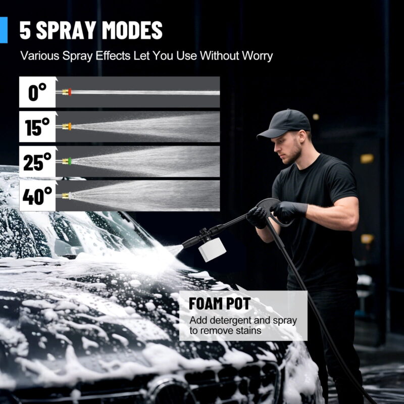 Fenbeli 4500PSI Pressure Washer Electric Power Washer with 23FT Hose and 20FT Power Cord for Cars with 4 Quick Connect Nozzles And 500ml Foam Cannon - Image 5