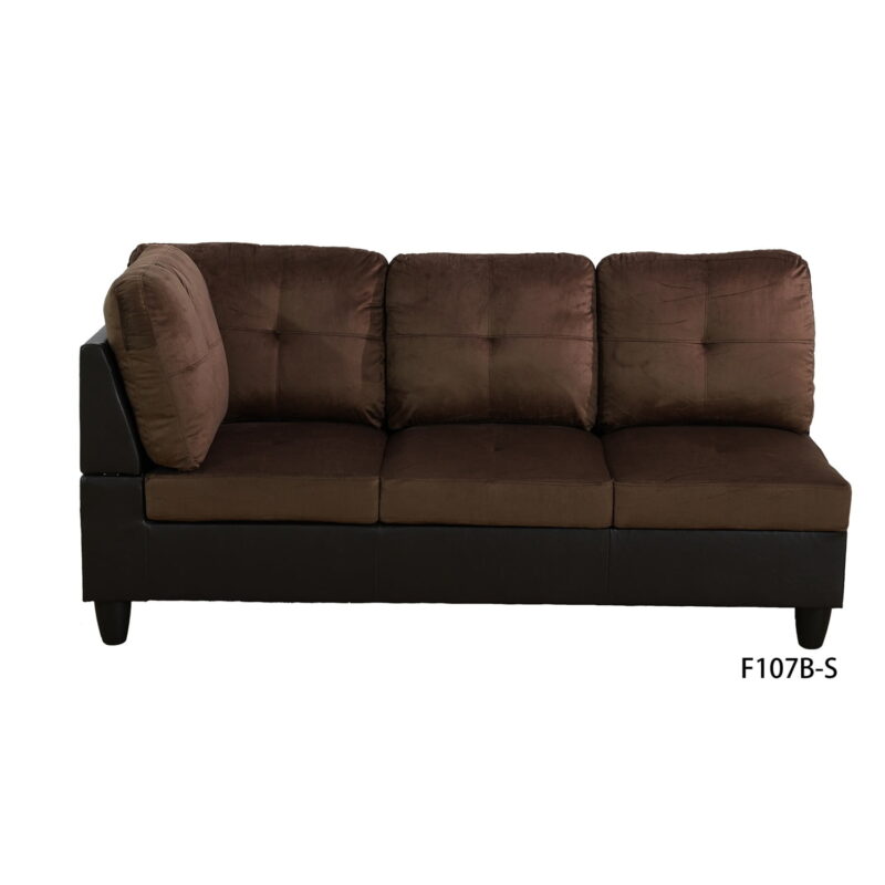 Hommoo 4 Seats Lint and PVC Sectional Sofa Couch Set, Modern L Shaped Sectional Couch, Living Room Furniture Set, Brown - Image 4