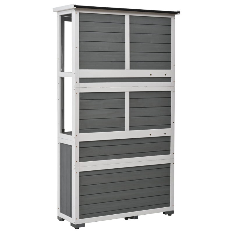 MAYEERTY 63'' Garden Wood Storage Cabinet – Outdoor Tool Shed & Mini Greenhouse with Lockable Door, Waterproof Roof, and Adjustable Shelves - Image 7