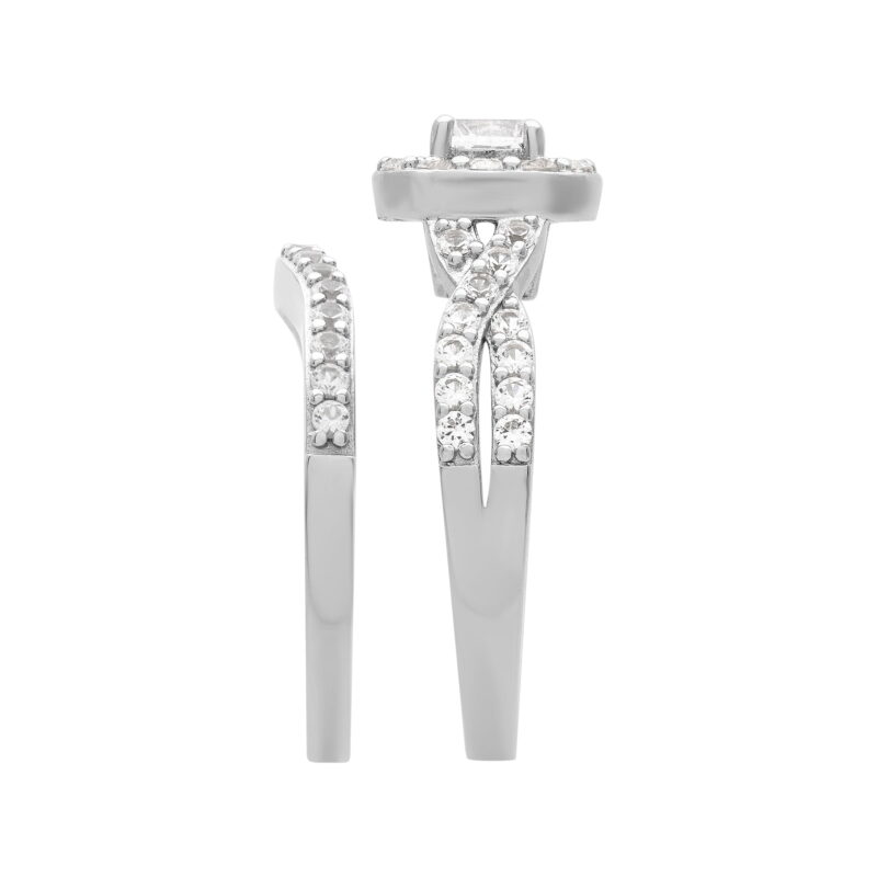 1 1/2 CT TGW Created White Sapphire "Serena Gem" Women's Bridal Set in Sterling Silver by Keepsake - Image 3