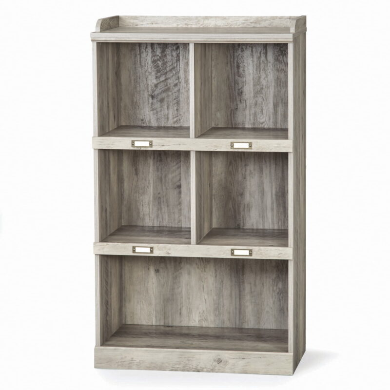 Better Homes & Gardens Modern Farmhouse 5-Cube Organizer Bookcase with Name Plates, Rustic Gray Finish - Image 4