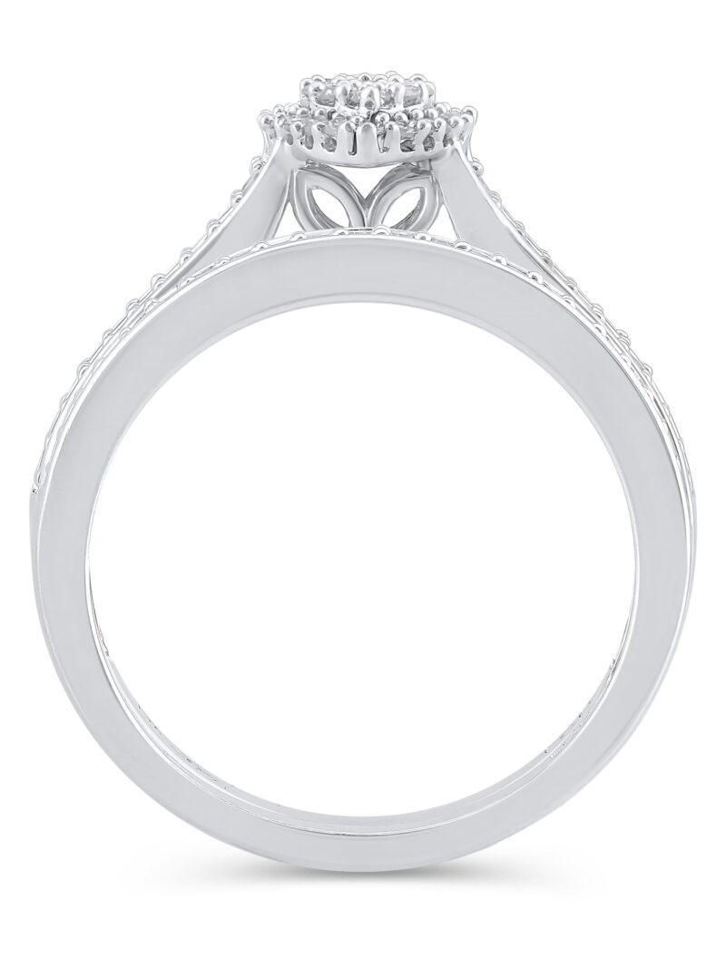 Brilliance Fine Jewelry 1/2 Carat Lab Grown Diamond Women Bridal Set Ring in 925 Sterling Silver - Image 2
