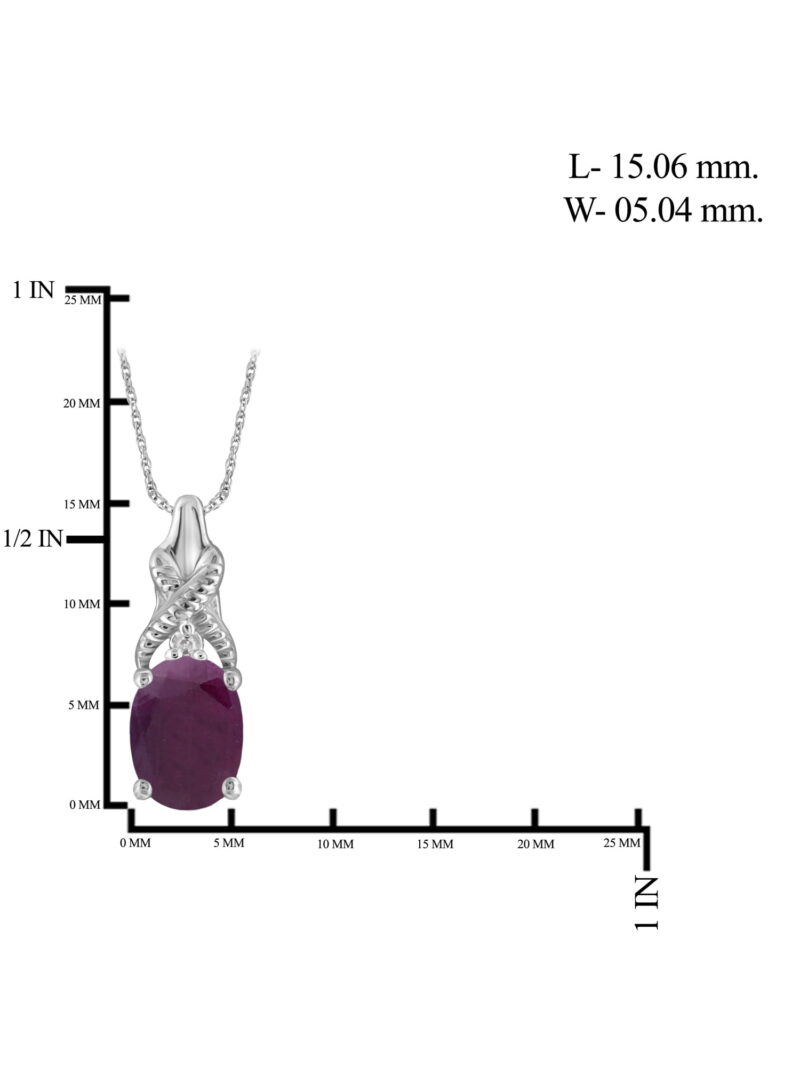 JewelersClub Silver Necklaces for Women –Silver Necklace for Women .925 Sterling Silver – Ruby Necklace Centerpiece, White Diamond Accents – Hypoallergenic Pendant - Image 2