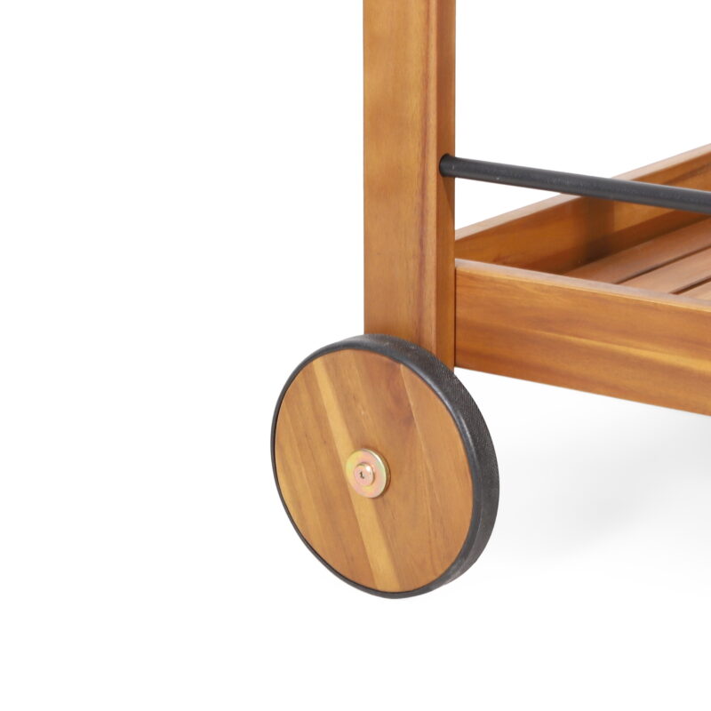 Noble House Teak and Black Acacia, Wood and Iron Outdoor Kitchen Serving & Storage Cart - Image 6
