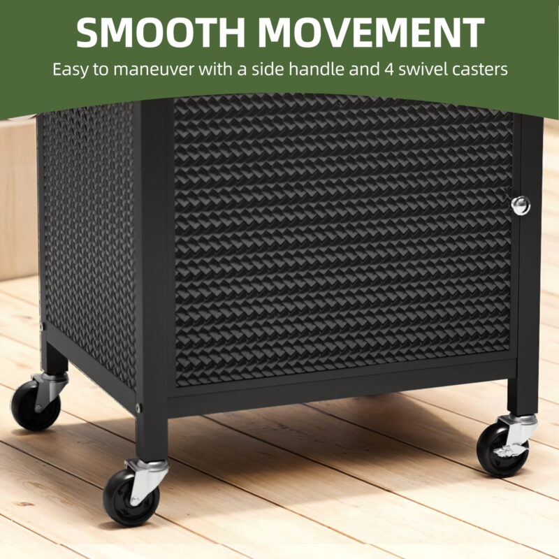 Uforic 25 Inch Outdoor Grill Cart with Storage Cabinet, Stainless Steel Top & Wheels, for Patio Kitchen, Black - Image 3